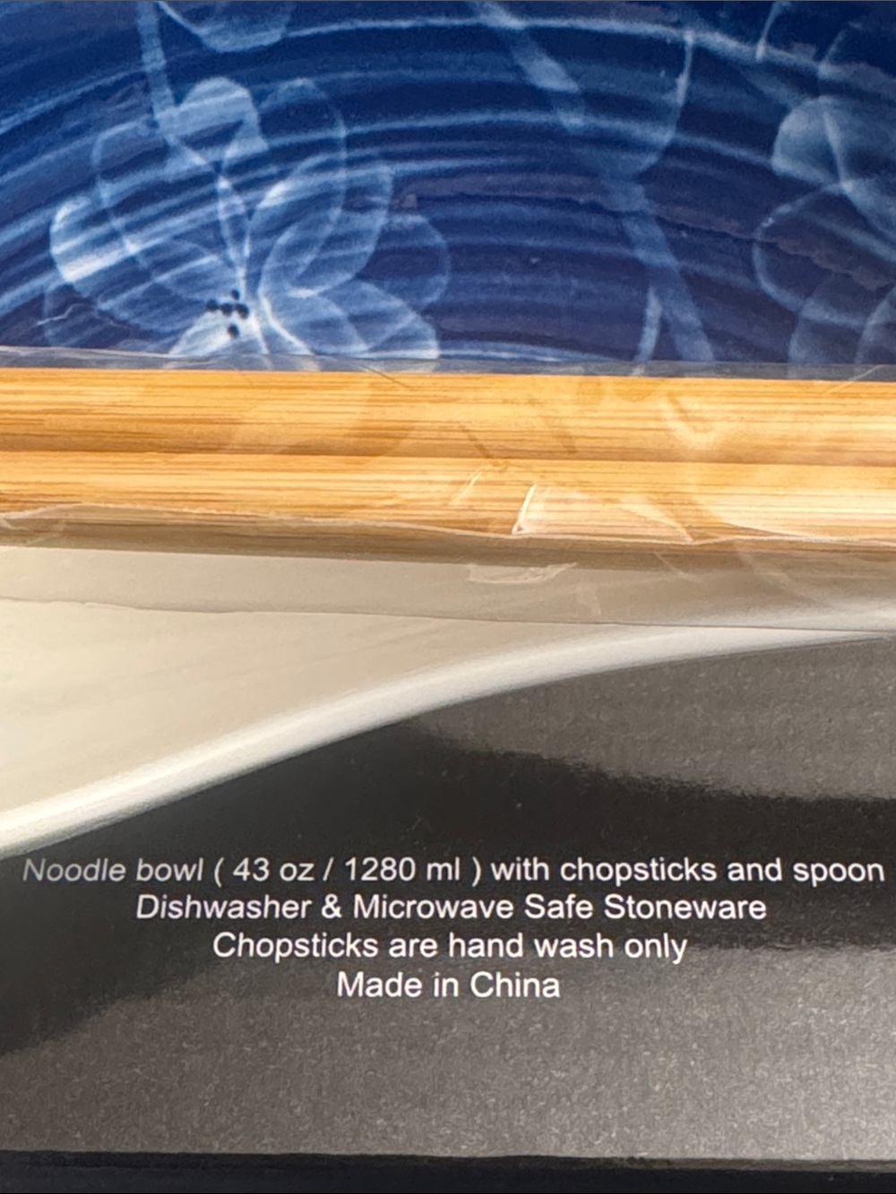 SH Home 4pc Ceramic Noodle Bowl Flower Dreams  with Chopstick & Spoon Set -43oz - Picture 10 of 10